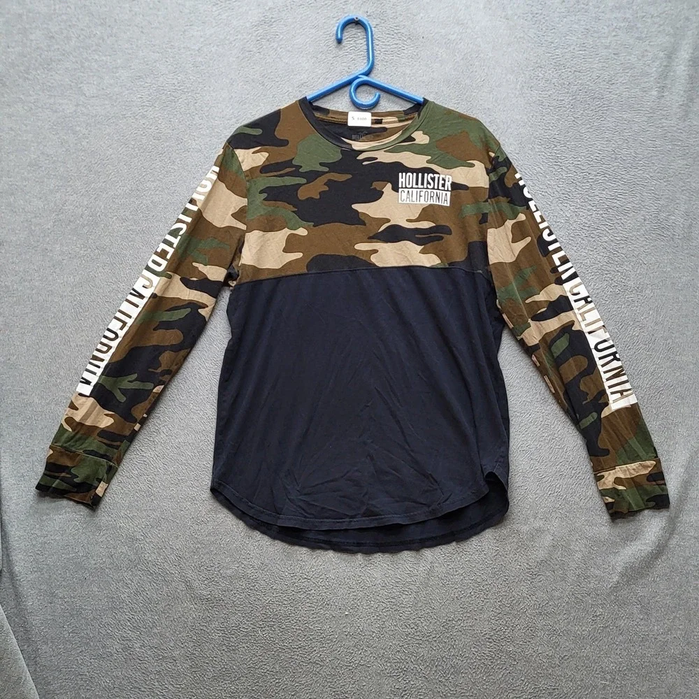 Hollister Men Shirt L Camo Camouflage California Logo‎ Graphic Print